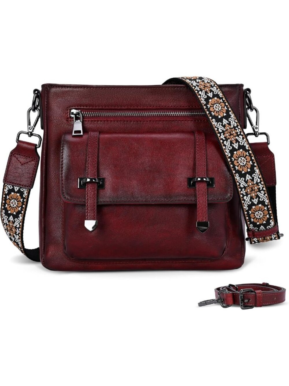 Iswee Soft Leather Crossbody Bags for Women Shoulder Handbags Multi Pockets
